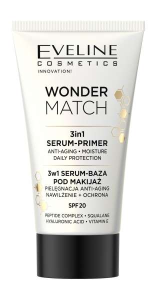Eveline Wonder Match 3-in-1 Serum-Primer SPF 20&nbsp;База-сыворотка под макияж с гиалуроновой кислотой и витамином Е